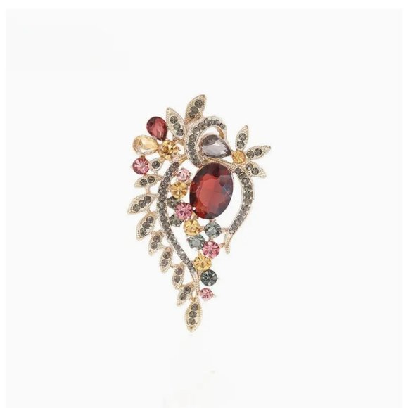 Burgundy Crystal Cluster Brooch - Picture 2 of 3